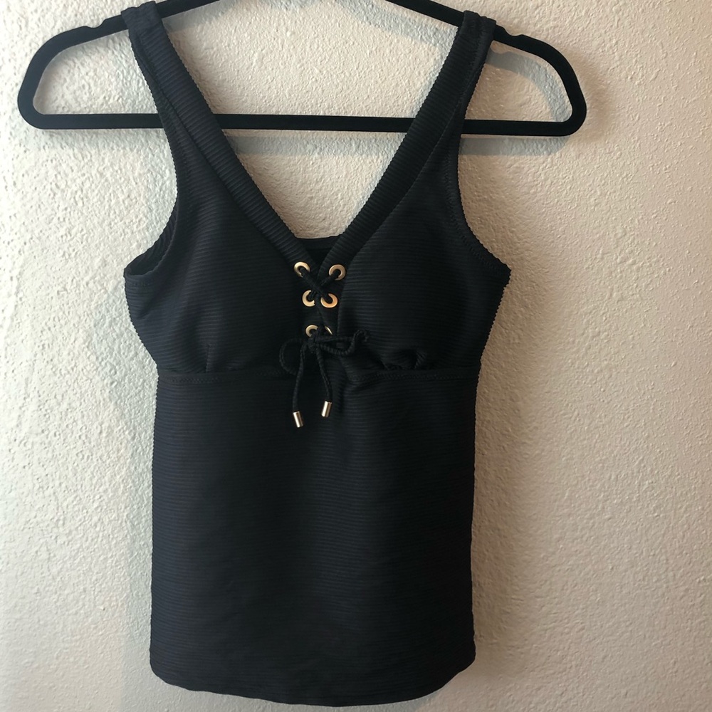 Lands End Black Textured Tankini